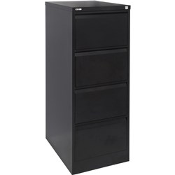 Go Steel 4 Drawer Filing Cabinet 1321Hx460Wx620mmD Black Ripple