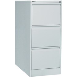Go Steel 3 Drawer Filing Cabinet 1016Hx460Wx620mmD Silver Grey