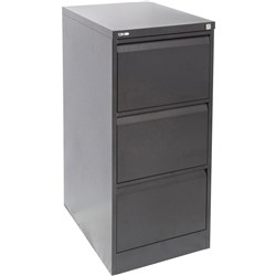 Go Steel 3 Drawer Filing Cabinet 1016Hx460Wx620mmD Black Ripple