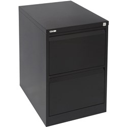 Go Steel 2 Drawer Filing Cabinet 705Hx460Wx620mmD Black Ripple