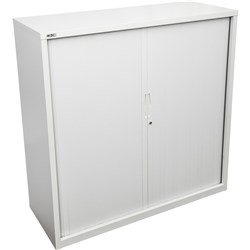 Go Steel Tambour Door Storage Cupboard No Shelves Included 1016Hx1200Wx473mmD White