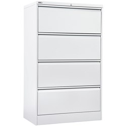 Go Steel Lateral Filing Cabinet 4 Drawer 1321Hx900Wx470mmD White