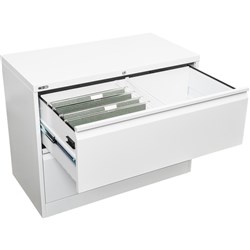 Go Steel Lateral Filing Cabinet 2 Drawer  705Hx900Wx470mmD White