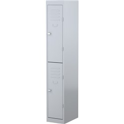 Steelco Steel Personnel Locker 1830Hx305Wx460mmD 2 Door Silver Grey