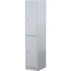 Steelco Steel Personnel Locker 1830Hx380Wx460mmD 2 Door Silver Grey