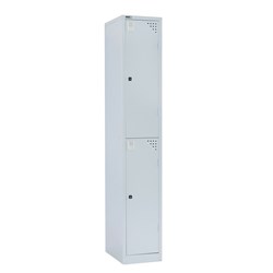 Go Steel Storage Locker 2 Door 1830Hx380Wx455mmD Silver Grey
