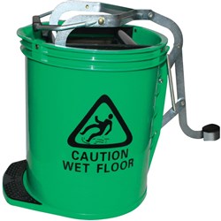 Cleanlink Metal Mop Bucket Heavy Duty Wringer 16 Litres Green