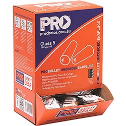 Proplug Uncorded Earplugs Disposable, 110dB Box of 200