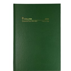 Collins Financial Year Diary A4 2 Days To Page 1Hr Green