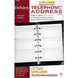 Debden Dayplanner Refill Telephone Address 80X120Mm