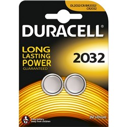 Duracell Speciality Button Cell Batteries CR2032 Lithium Pack of 2