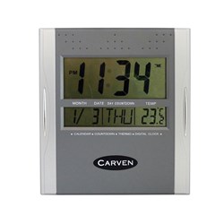Carven Wall Clock Digital Display Silver