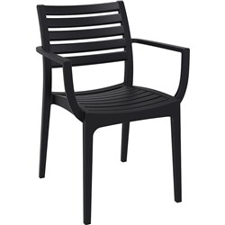 Artemis Hospitality Dining Chair With Arms Indoor/Outdoor Use Black Polypropylene