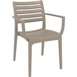 Artemis Hospitality Dining Chair With Arms Indoor/Outdoor Use Taupe Polypropylene