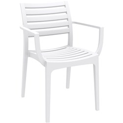 Artemis Hospitality Dining Chair With Arms Indoor/Outdoor Use White Polypropylene