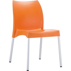 Vita Hospitality Dining Chair Aluminium Legs Indoor/Outdoor Use Orange Polypropylene