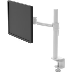 Pluto Single Monitor Arm With Clamp Easily Adjust Arm Height White