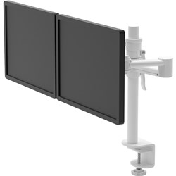 Pluto Dual Monitor Arm With Clamp Easily Adjust Arm Height White