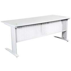 Summit Straight Desk White Steel Frame With Cable Beam 1500Wx750D White Top