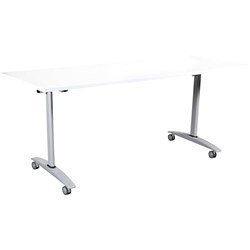 Summit Flip Top Table Silver Frame With Castors 1800Wx750mmD White Top