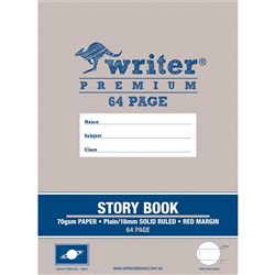 Writer Premium Story Book 330x240mm Plain & 18mm Ruled W Margin 64 Page