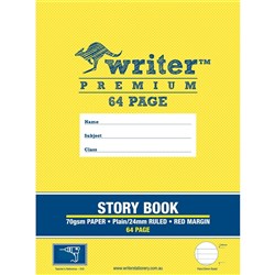 Writer Premium Story Book 330x240mm Plain & 24mm Ruled W Margin 64 Page