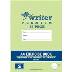 Writer Premium Exercise Book A4 8mm 70gsm With Margin 96 Page Green Paper-Dragon