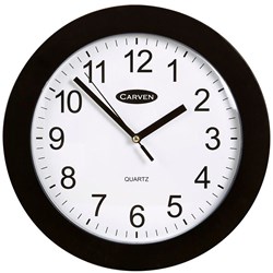 Carven Wall Clock 250mm Diam Black Frame
