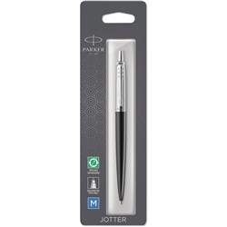 Parker Jotter Ballpoint Pen Bond Street Black Chrome Trim Blue