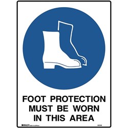 Brady Mandatory Sign Foot Protection Be Worn 450x600mm Metal
