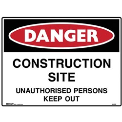 Brady Danger Sign Construction Site 600x450mm Polypropylene