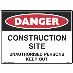 Brady Danger Sign Construction Site 600x450mm Metal