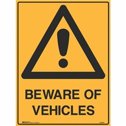 Brady Warning Sign Beware Of Vehicles 600x450mm Metal
