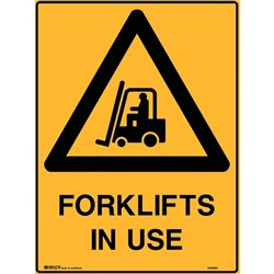 Brady Warning Sign Forklifts In Use 600x450mm Polypropylene