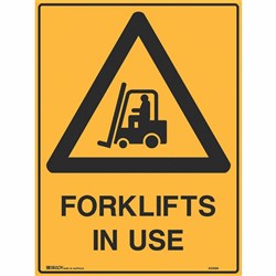 Brady Warning Sign Forklifts In Use 600x450mm Metal