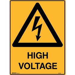 Brady Warning Sign High Voltage 600x450mm Polypropylene