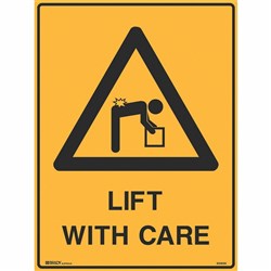 Brady Warning Sign Lift With Care 600x450mm Metal