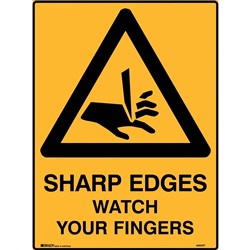 Brady Warning Sign Sharp Edges Watch 600x450mm Polypropylene