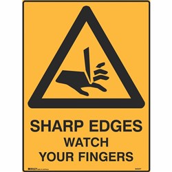 Brady Warning Sign Sharp Edges Watch 600x450mm Metal