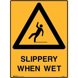 Brady Warning Sign Slippery When Wet 600x450mm Polypropylene