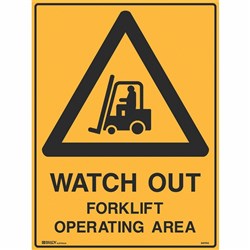 Brady Warning Sign Watchout Forklift 600x450mm Metal