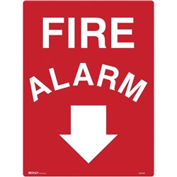 Brady Fire Sign Fire Alarm with Arrow Down 300x225mm Polypropylene