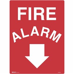 Brady Fire Sign Fire Alarm with Arrow Down 300x225mm Metal