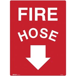 Brady Fire Sign Fire Hose with Arrow Down 300x225mm Polypropylene