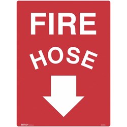 Brady Fire Sign Fire Hose with Arrow Down 450x600mm Metal