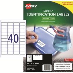 Avery NoPeel Laser Labels L6145 45.7x25.4mm White 40UP, 10 Sheets