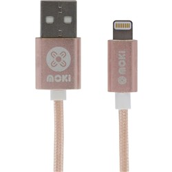 Moki Braided Lightning Cable 90cm Rose Gold