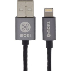 Moki Braided Lightning Cable 90cm Gun Metal