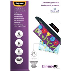 Fellowes Laminating Pouches A3 80 Micron Pack of 25