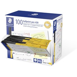 Staedtler 430 Stick Ballpoint Pens Fine 0.7mm Black Pack of 100